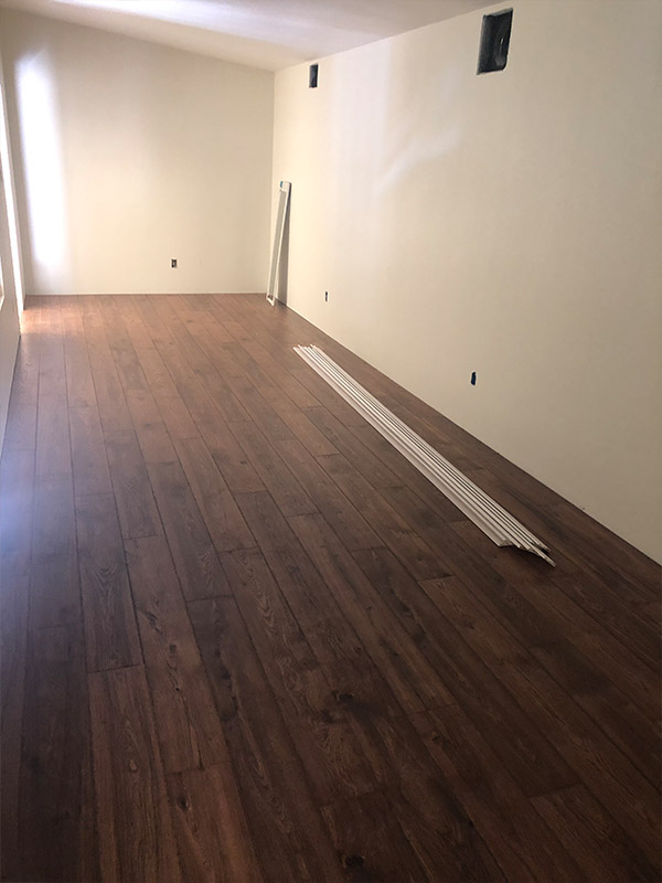 Texas barndominium build-out wood floors